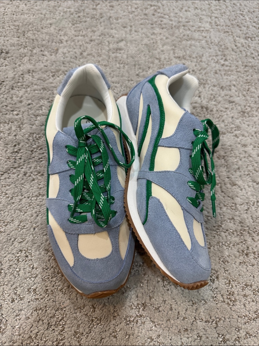 Charlotte Stone Blue, Cream & Green Suede Sneakers